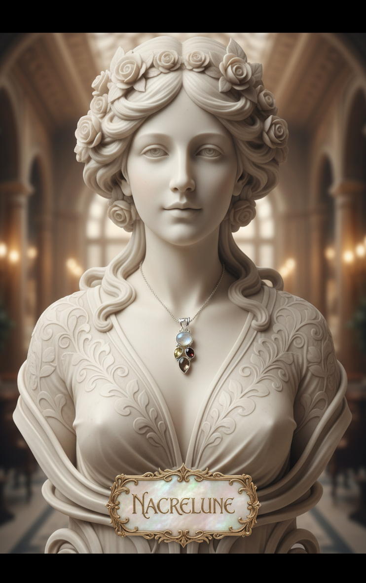 Pendentif Argent avec Citrine, Quartz Fumé, Grenat & Pierre de Lune | NACRELUNE NACRELUNE pendentif