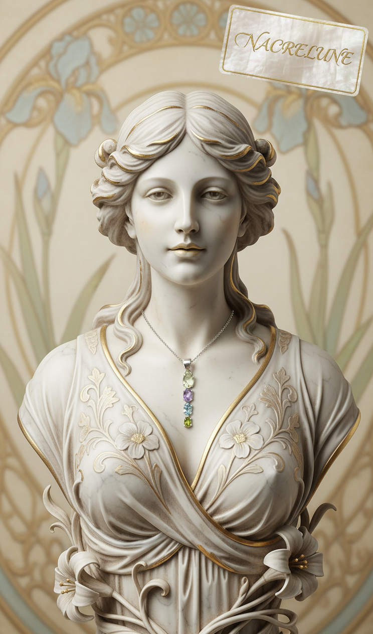 Pendentif Argent avec Péridot, Topaze Bleue, Améthyste & Quartz Vert | NACRELUNE NACRELUNE pendentif