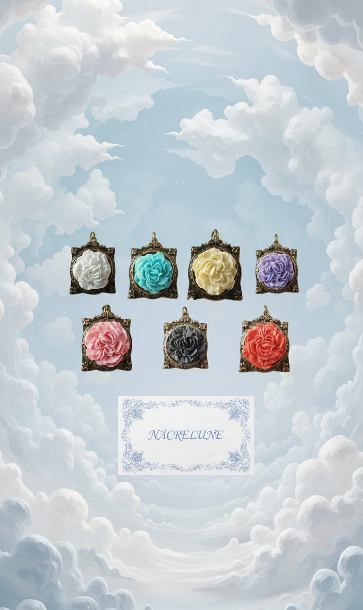 Pendentif Cadre avec Fleur — 7 Couleurs | NACRELUNE NACRELUNE pendentif
