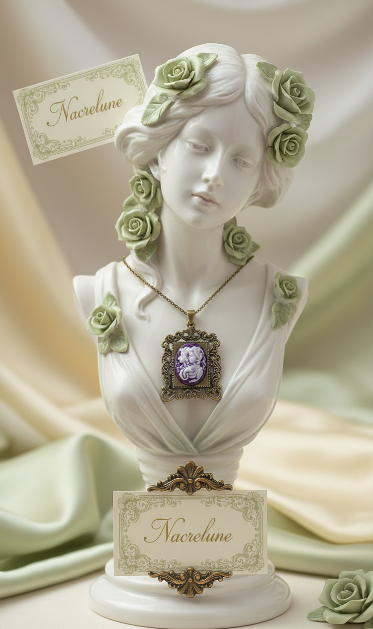 Pendentif Camée en Résine — 2 Jeunes Filles, 8 Couleurs | NACRELUNE NACRELUNE pendentif