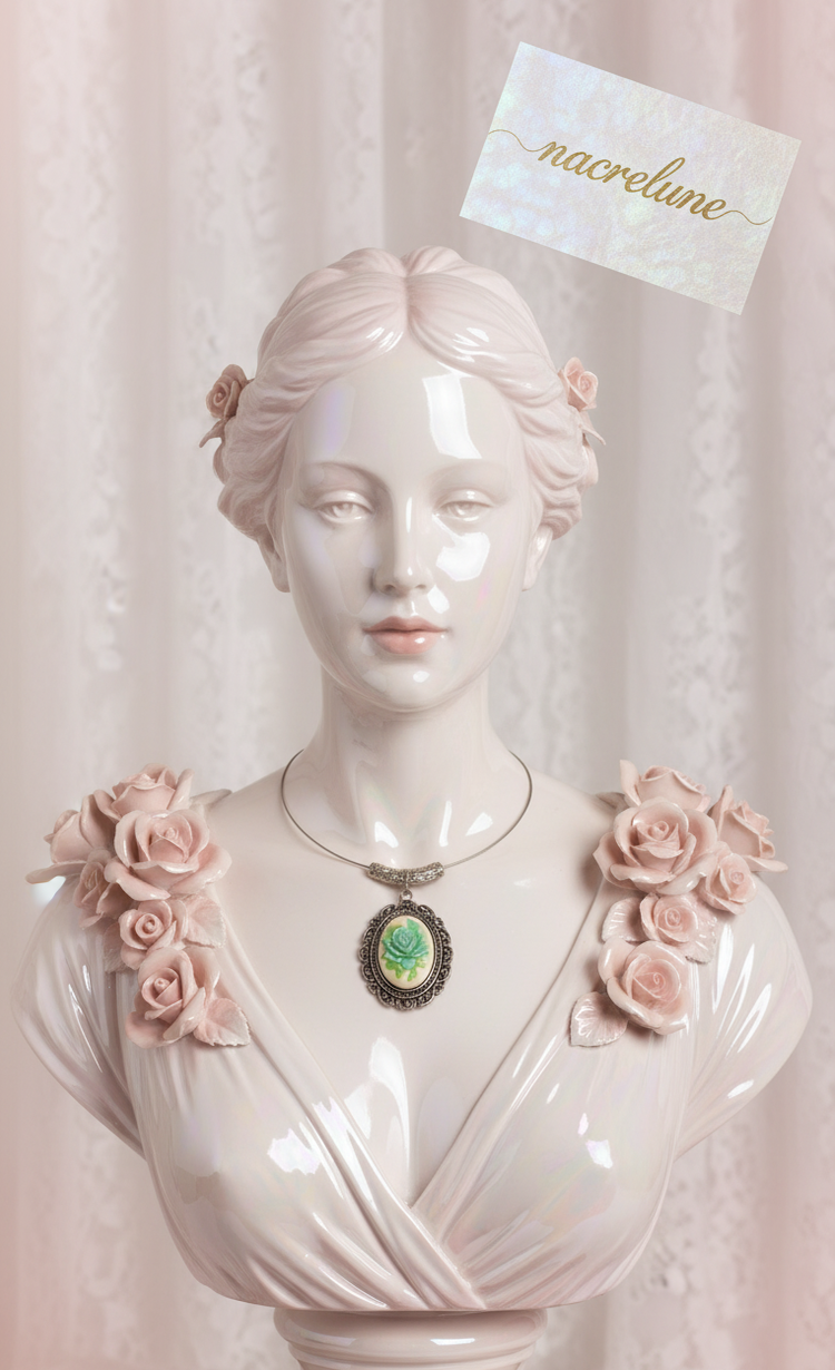 Pendentif Camée en Résine — Rose Florale Artisanale | NACRELUNE NACRELUNE pendentif