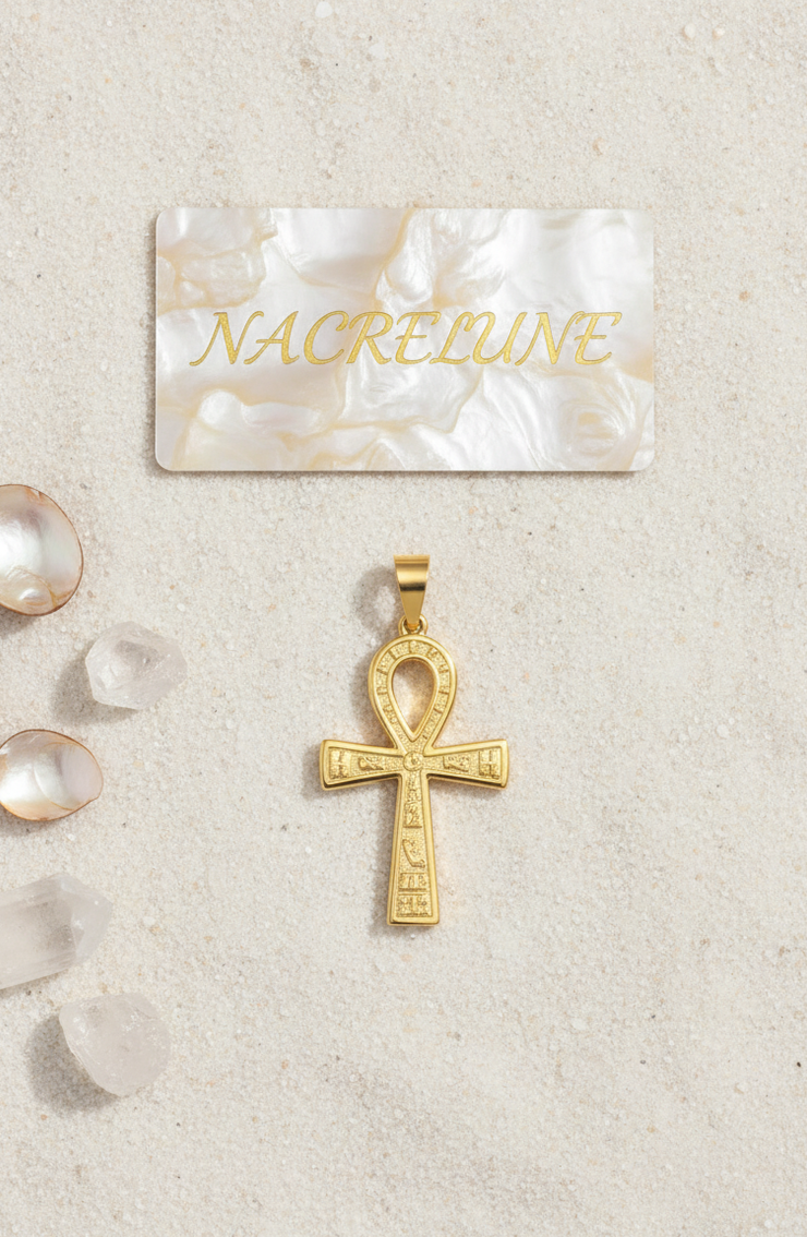 Pendentif Croix Ankh Doré — Acier Inoxydable 304, Placage PVD Longue Durée | NACRELUNE NACRELUNE pendentif