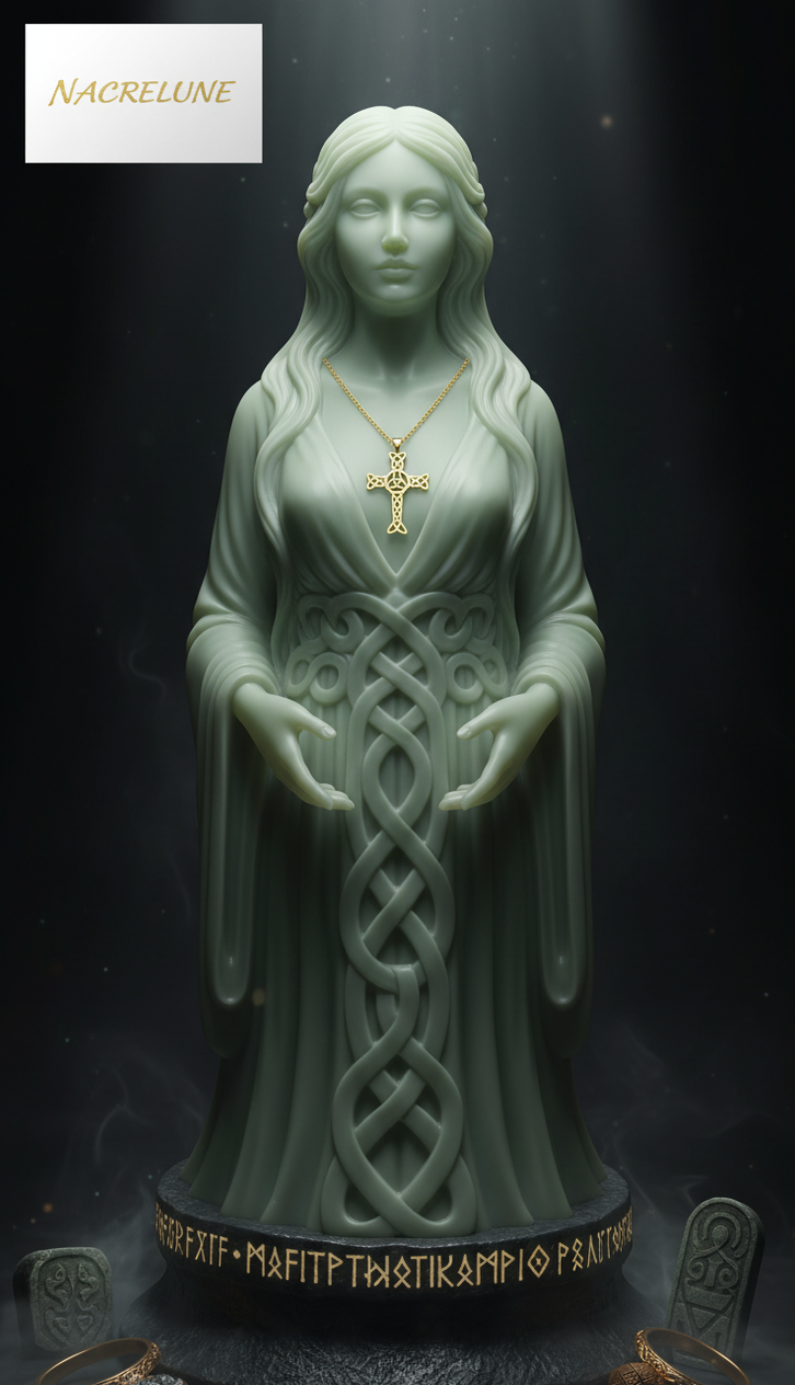 Pendentif Croix Celtique Triquetra & Chaîne en Plaqué Or | NACRELUNE nacrelune.com pendentif