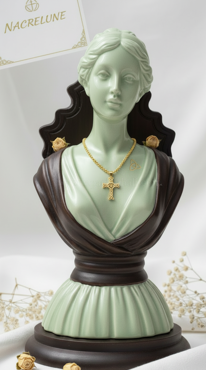 Pendentif Croix Celtique Triquetra & Chaîne en Plaqué Or | NACRELUNE nacrelune.com pendentif