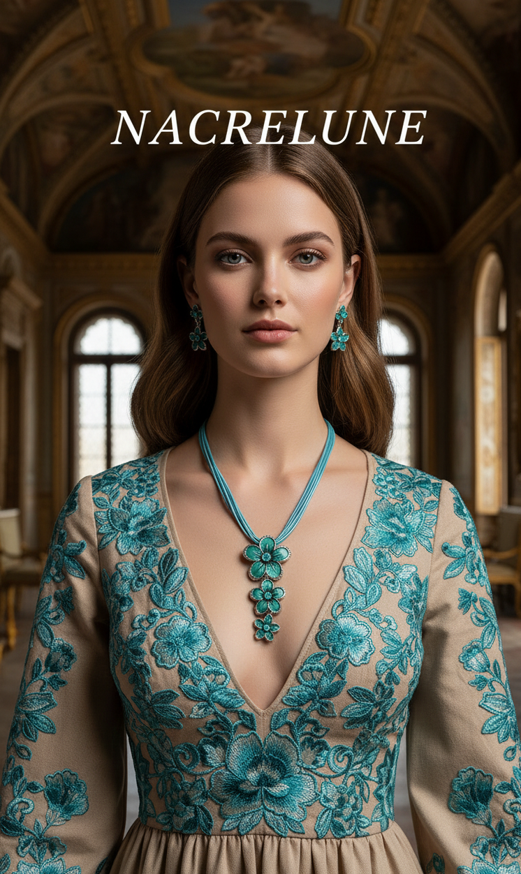 Colgante en forma de flor de esmalte y diamantes de imitación con pendientes a juego.
