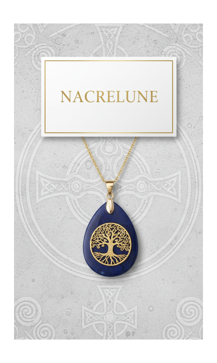 Pendentif Lapis Lazuli & Arbre de Vie – Pierre Naturelle Spirituelle | NACRELUNE nacrelune.com pendentif