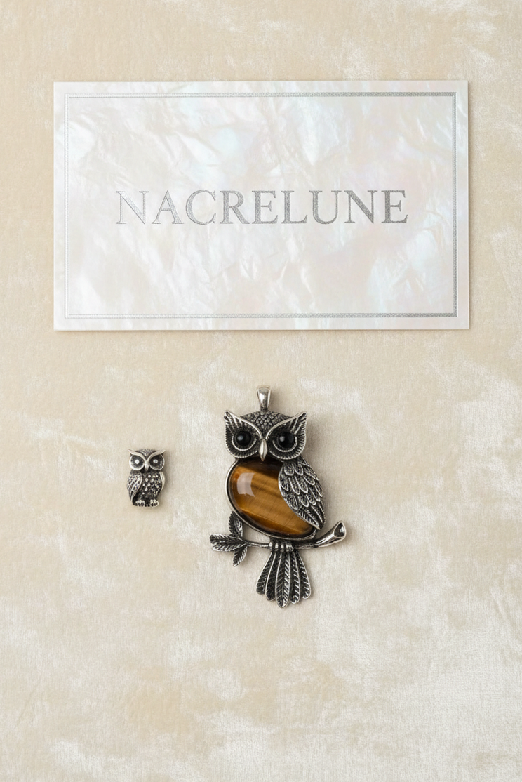 Pendentif Œil du Tigre Chouette — Sagesse & Protection Lithothérapie | NACRELUNE NACRELUNE pendentif