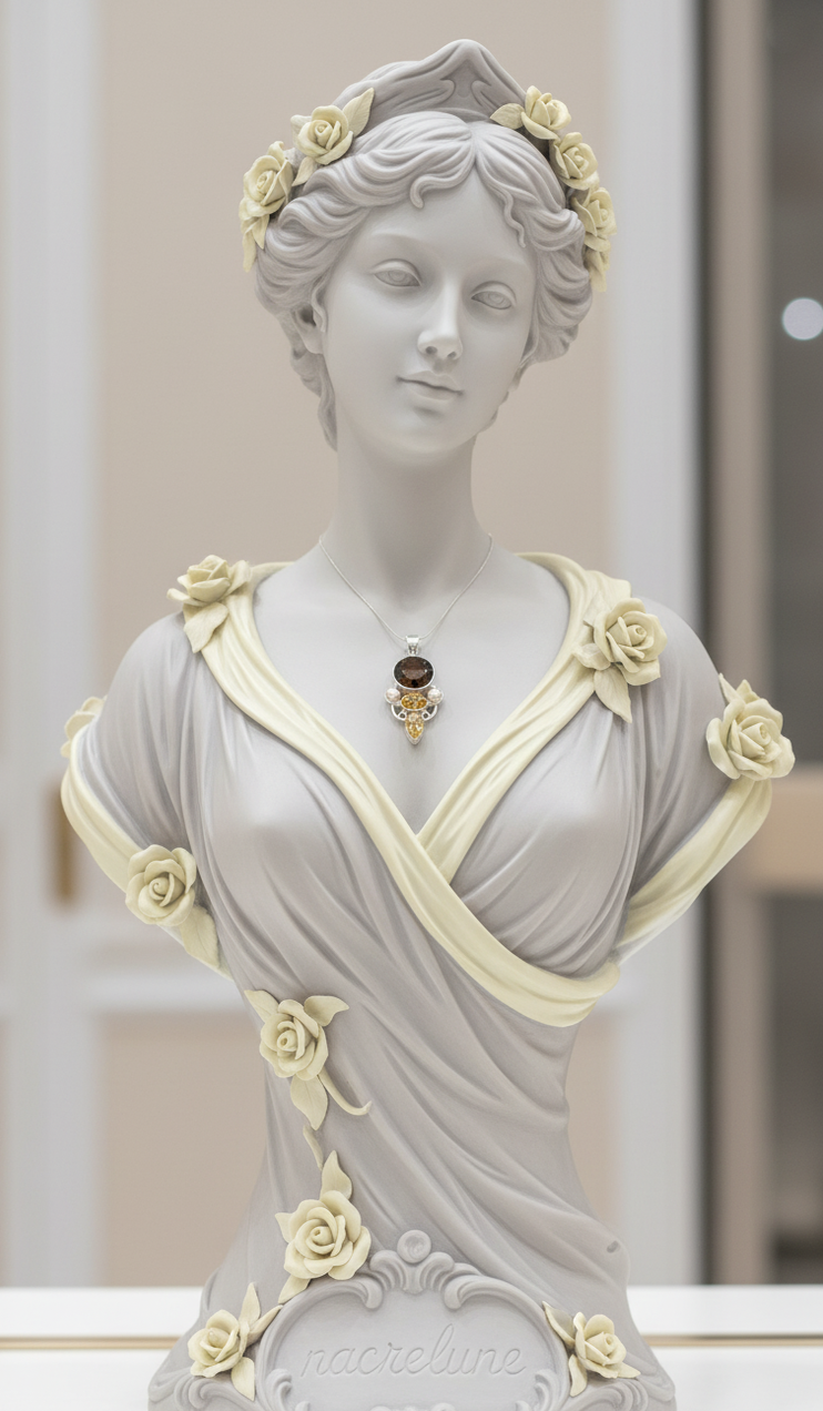 Pendentif en Argent 925 avec Perles, Citrines et Quartz Fumé | NACRELUNE NACRELUNE pendentif
