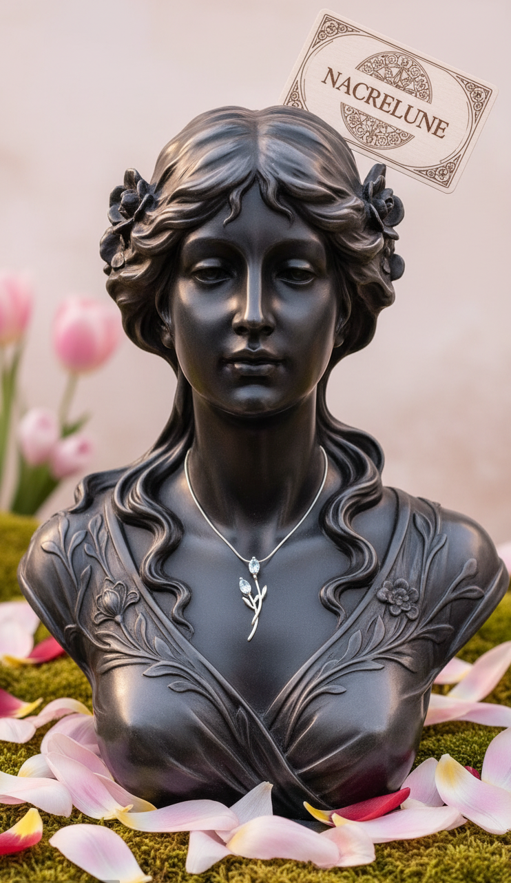 Pendentif Tulipe Argent 925 Véritable avec Chaîne — Bijou Floral | NACRELUNE NACRELUNE pendentif