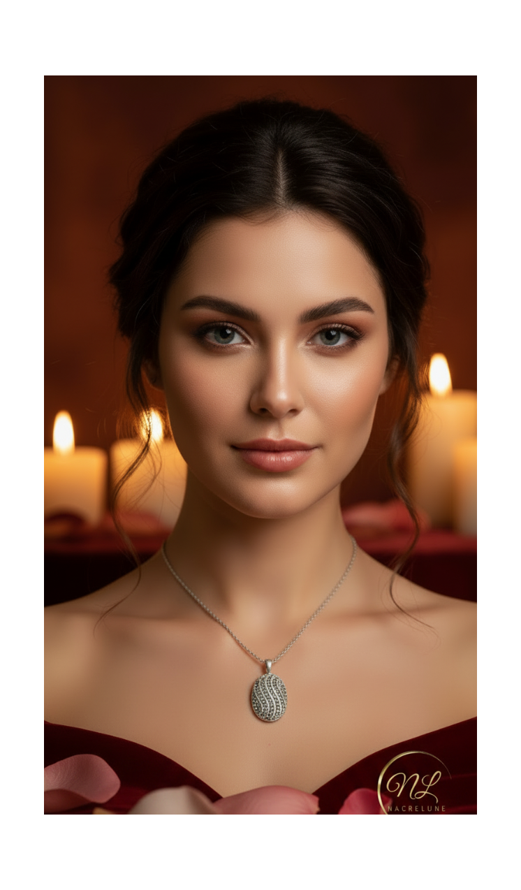 Pendentif en Argent avec Marcassites — Bijou Élégant & Intemporel | NACRELUNE NACRELUNE pendentif