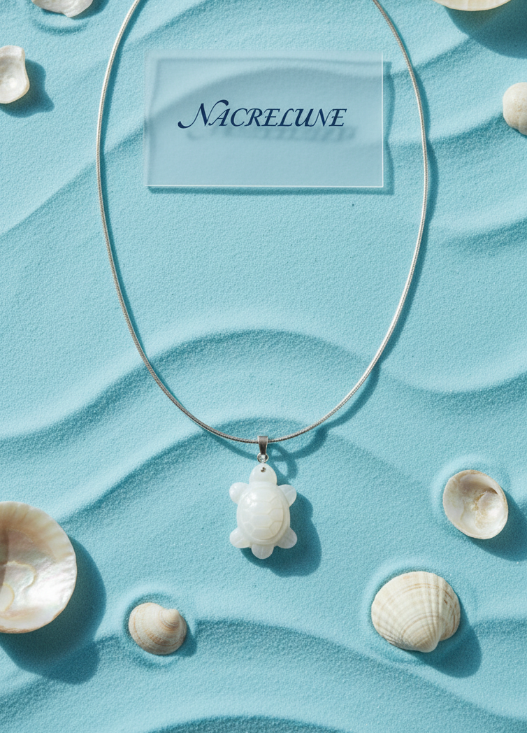 Pendentif en Nacre en Forme de Tortue — Bijou Marin Spirituel | NACRELUNE NACRELUNE pendentif