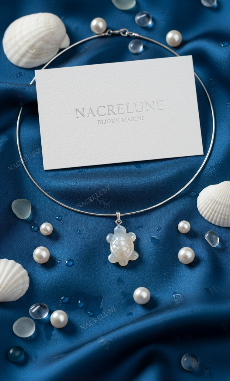 Pendentif en Nacre en Forme de Tortue — Bijou Marin Spirituel | NACRELUNE NACRELUNE pendentif