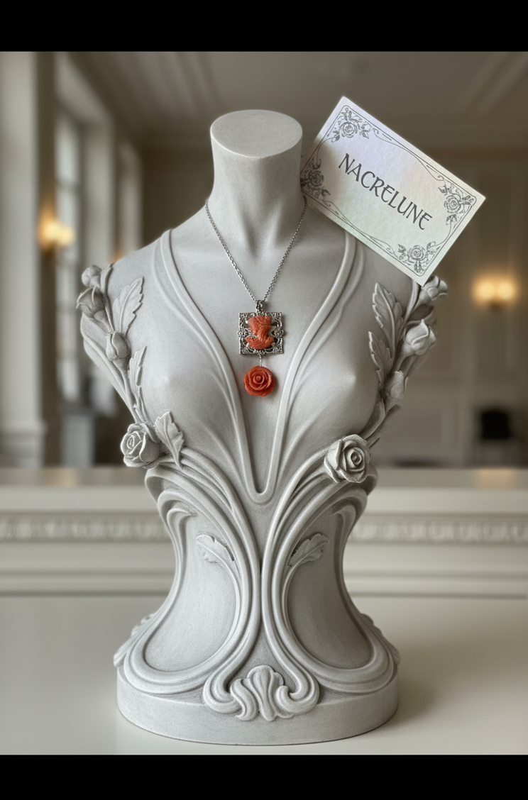 Pendentif en Reproduction de Corail — Dame & Rose Sculptée | NACRELUNE NACRELUNE pendentif