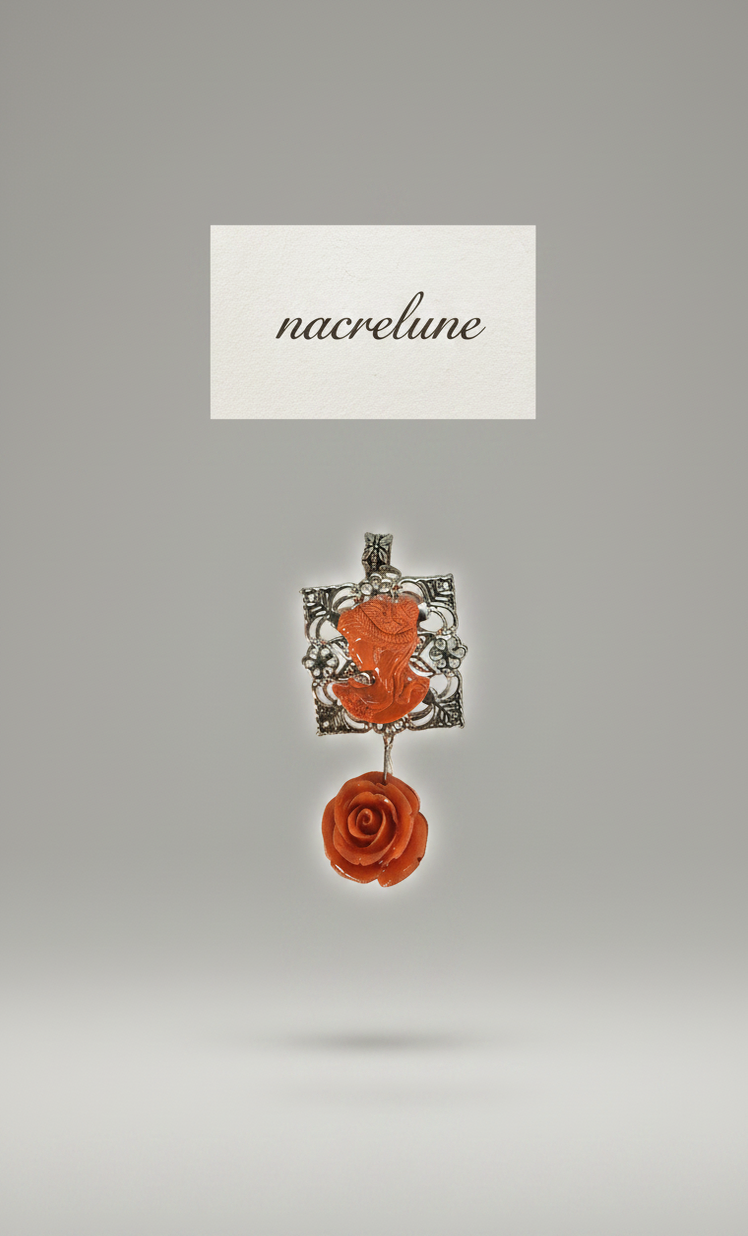 Pendentif en Reproduction de Corail — Dame & Rose Sculptée | NACRELUNE NACRELUNE pendentif