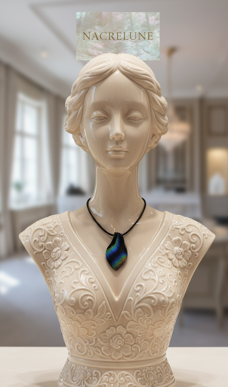 Pendentif en Verre aux Reflets Multicolores — Bijou Artisanal | NACRELUNE NACRELUNE pendentif