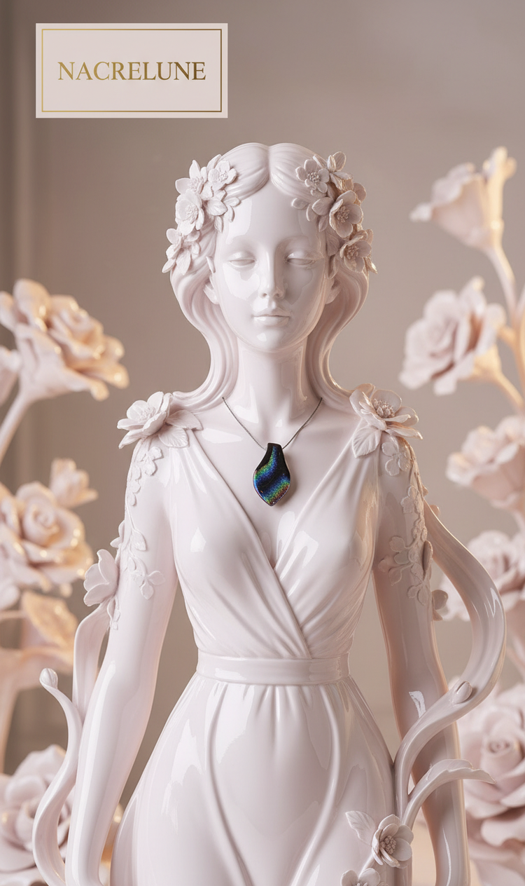 Pendentif en Verre aux Reflets Multicolores — Bijou Artisanal | NACRELUNE NACRELUNE pendentif