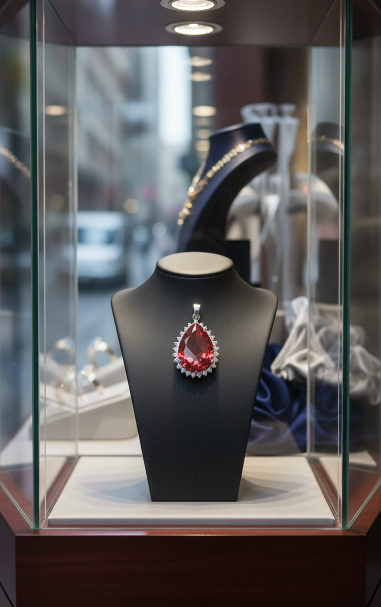 Orange topaz imitation zirconia pendant