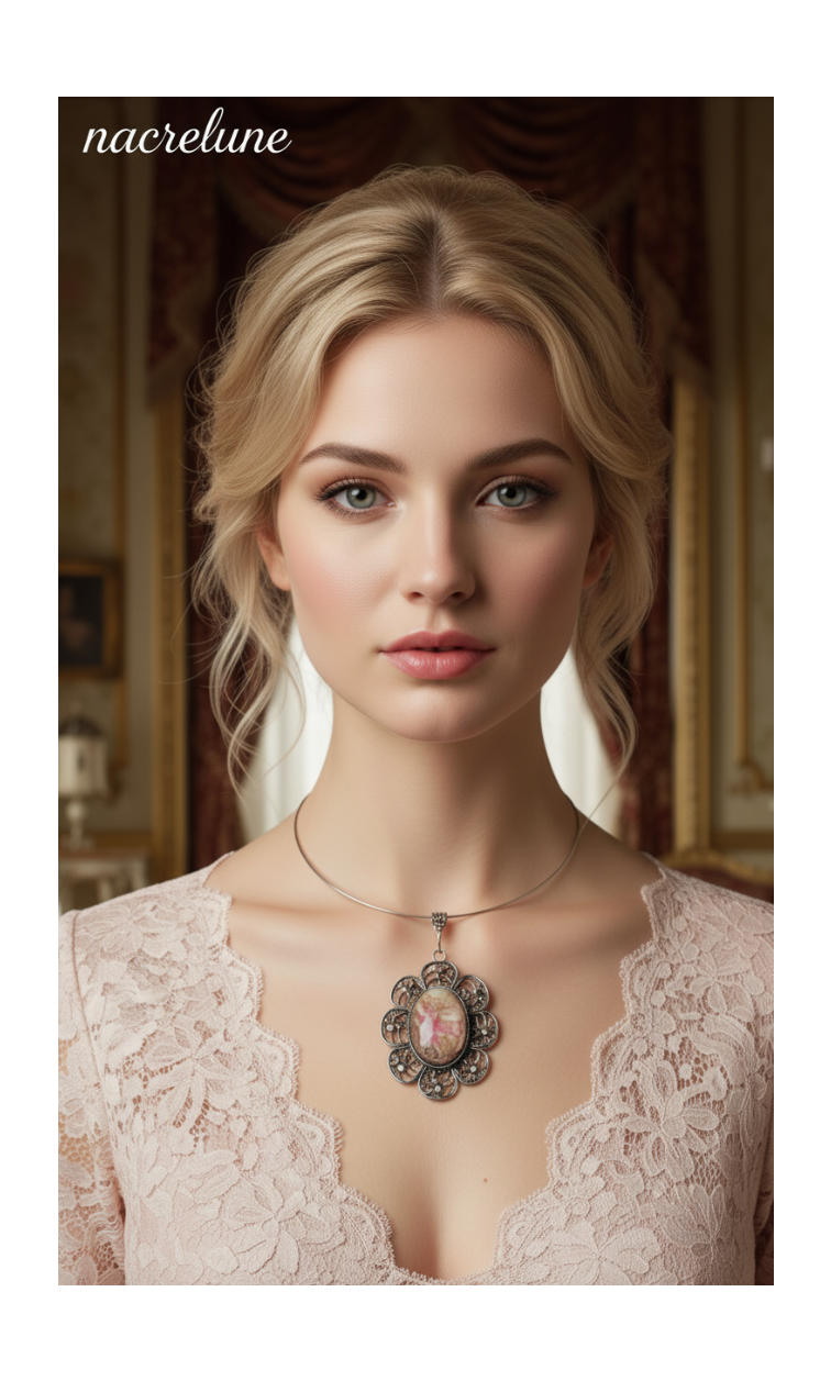 Grand pendentif camée représentant une fée des fleurs