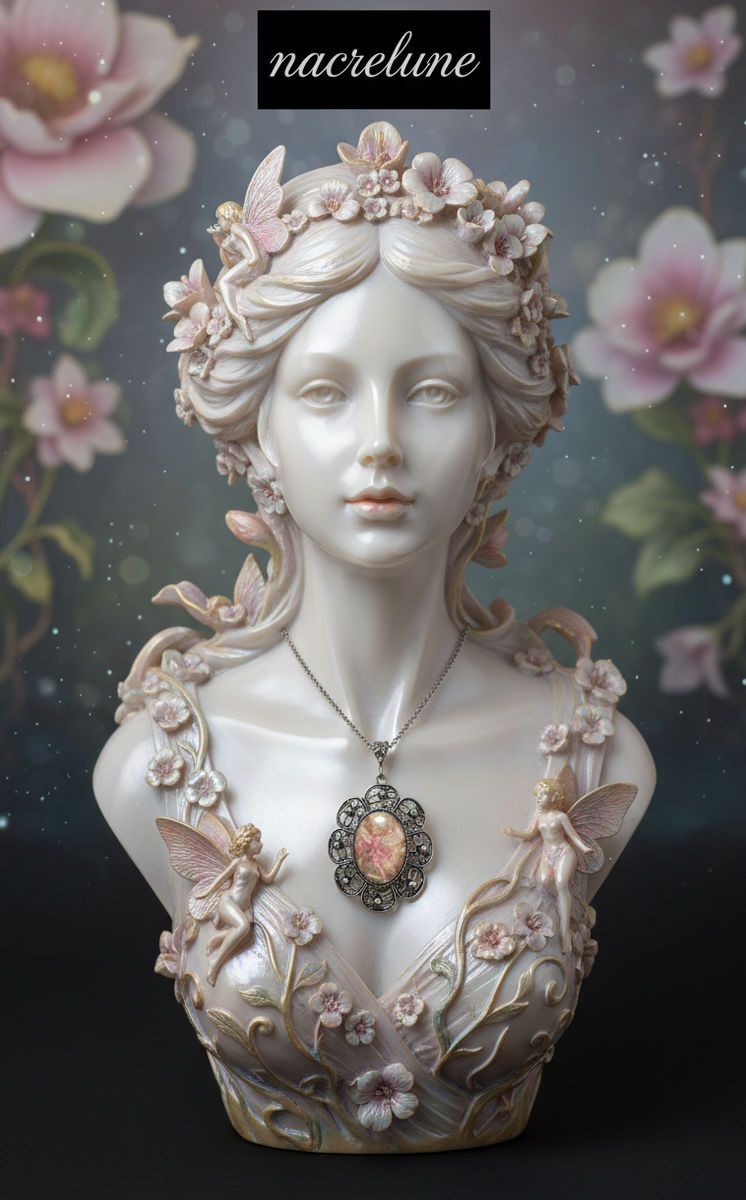 Grand Pendentif Camée Fée des Fleurs | NACRELUNE NACRELUNE pendentif