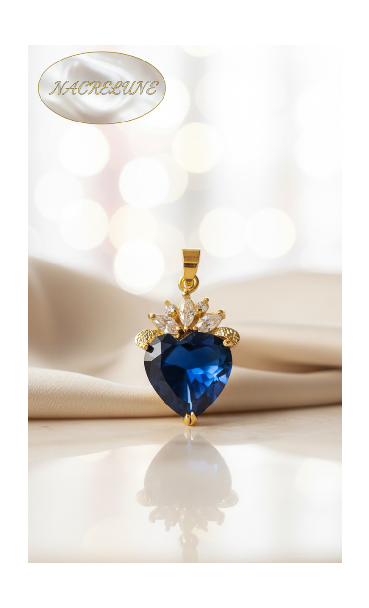 Pendentif en zirconia imitation en forme de coeur: choisissez votre couleur
