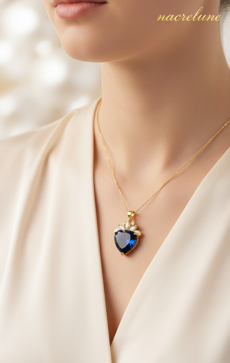 Pendentif en zirconia imitation en forme de coeur: choisissez votre couleur