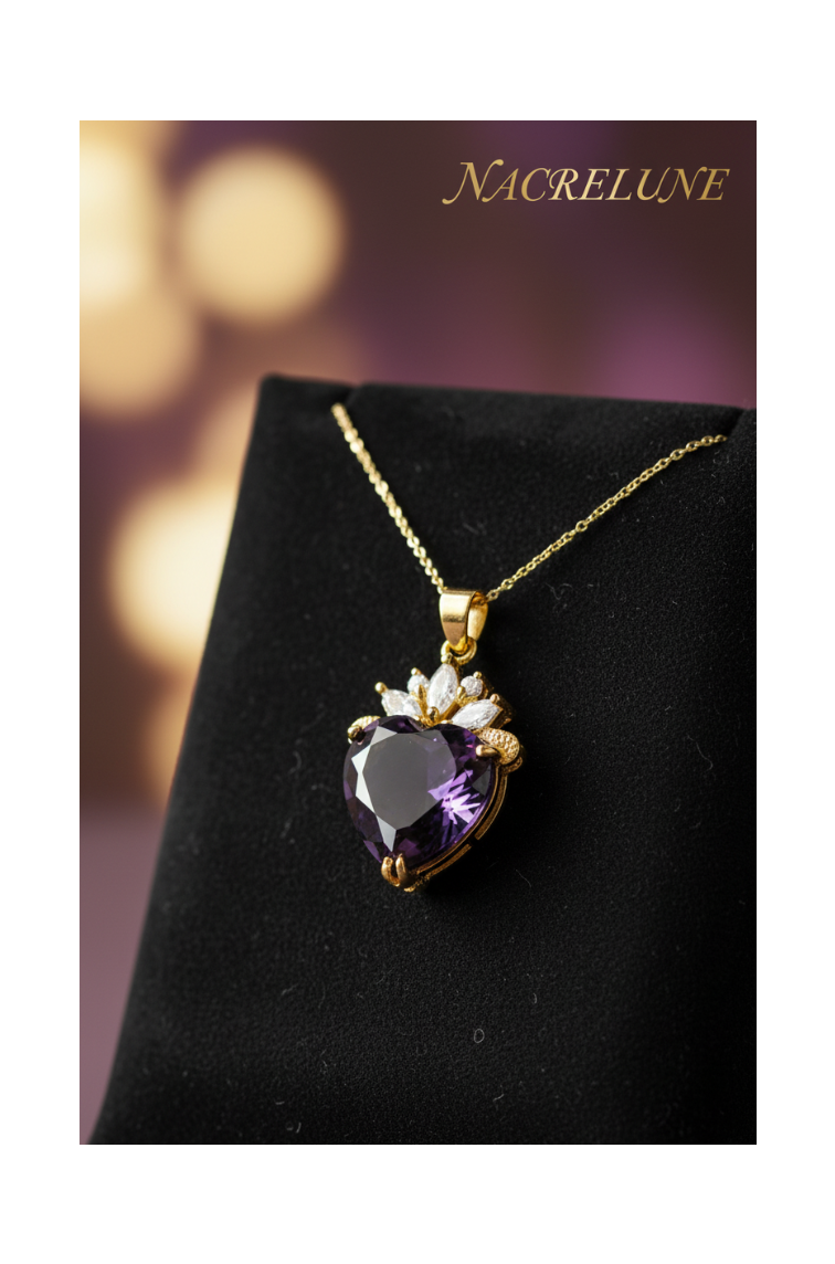 Pendentif en zirconia imitation en forme de coeur: choisissez votre couleur