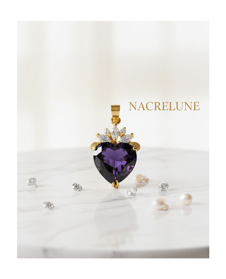 Pendentif en zirconia imitation en forme de coeur: choisissez votre couleur