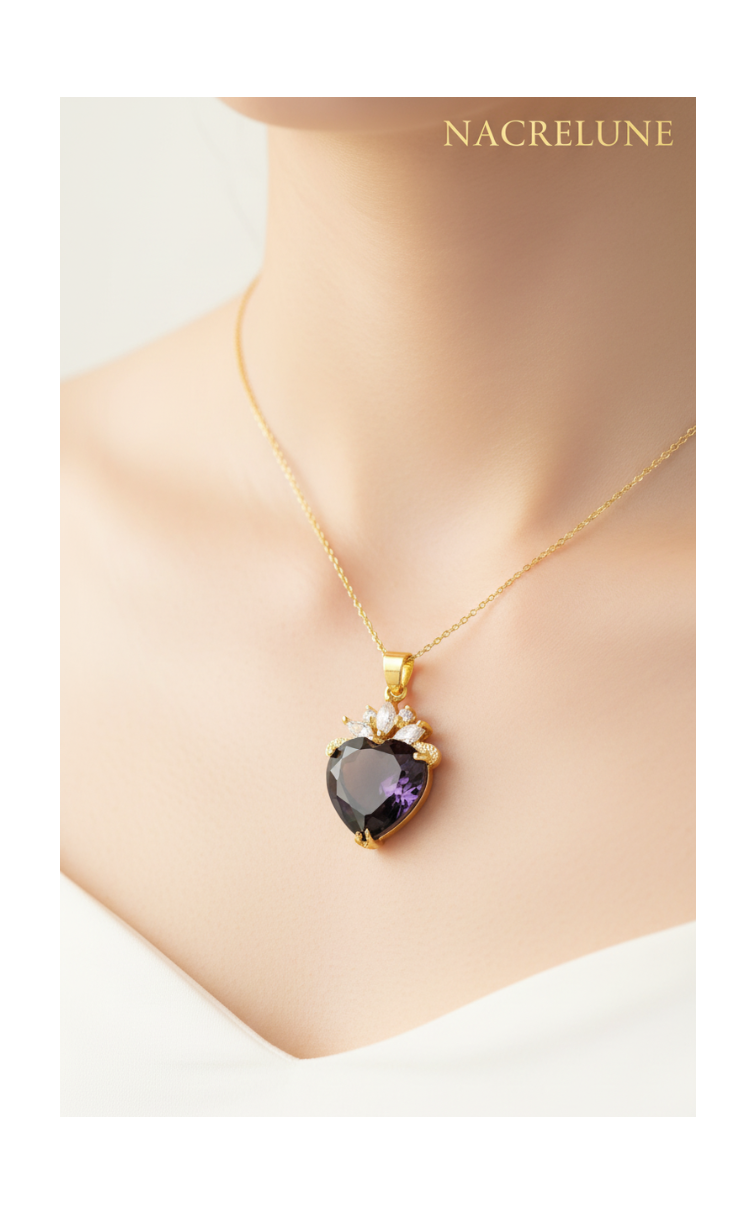 Pendentif en zirconia imitation en forme de coeur: choisissez votre couleur