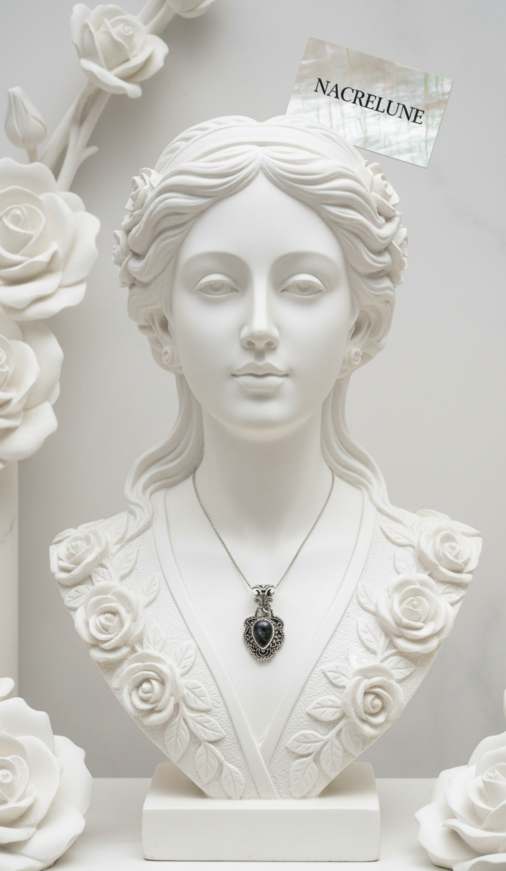 Petit Pendentif en Argent & Œil du Tigre Bleu — Bijou Lithothérapie | NACRELUNE NACRELUNE pendentif