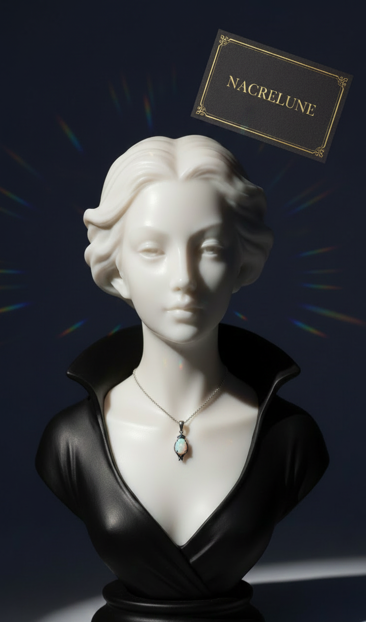 Petit Pendentif en Argent avec Opale de Laboratoire | NACRELUNE NACRELUNE pendentif