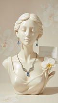 👑 Petite Parure en Strass avec Pierre Bleue | Collier et Boucles d'Oreilles | NACRELUNE nacrelune.com parure