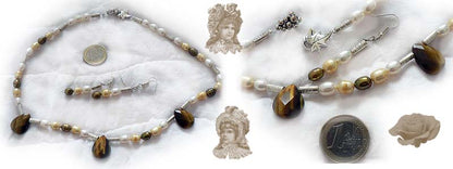 Tiger's eye and cultured pearl set SE104