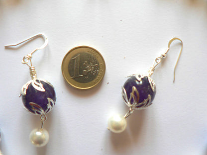 mother-of-pearl and polished amethyst set SE122