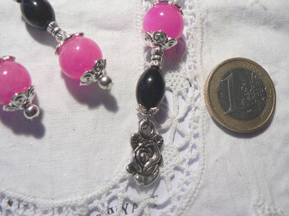 Pink and black quartz set SE69