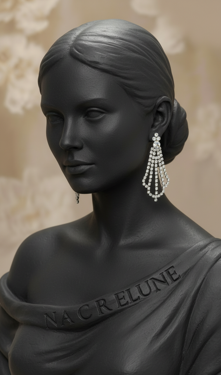 Très Grandes Boucles d'Oreille Clip en Strass – Bijou Glamour Sans Perçage | NACRELUNE NACRELUNE boucles d'oreille
