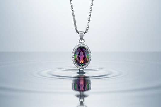 Pendentif en argent avec topaze traitée mystique NACRELUNE pendentif