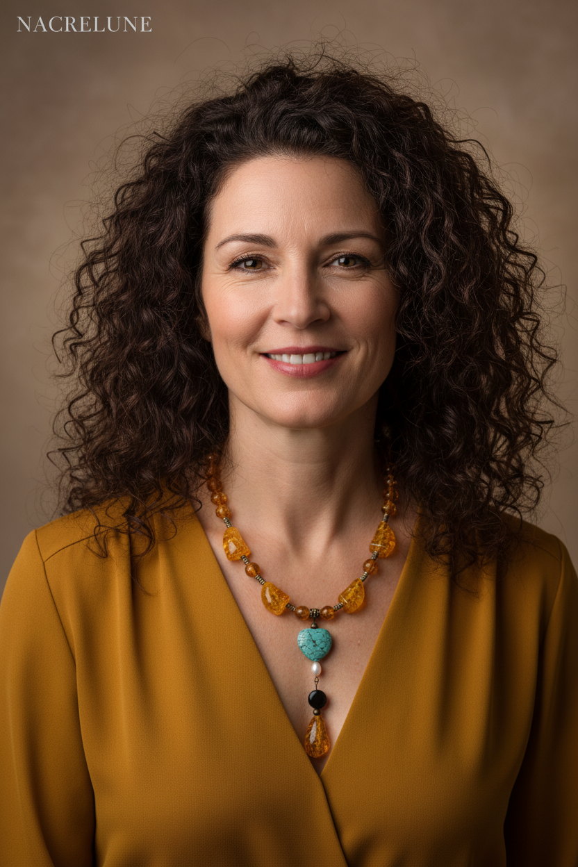 Collier Ambre, Turquoise & Obsidienne Dorée – Bijou Lithothérapie | NACRELUNE nacrelune.com collier