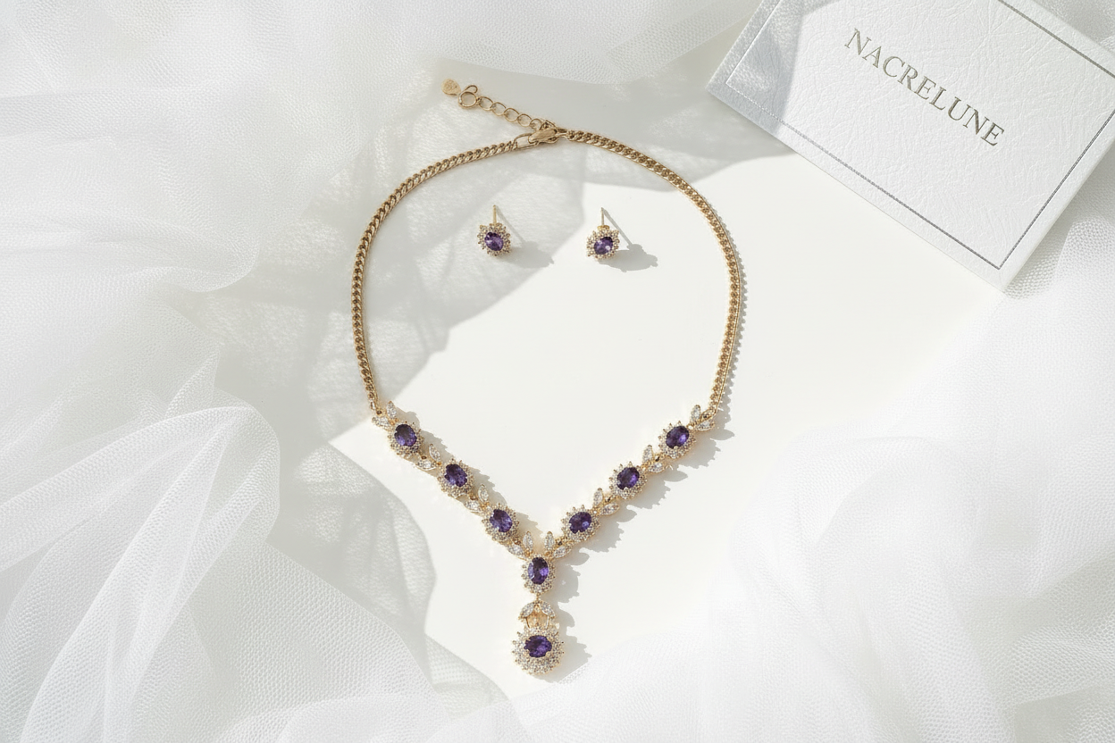 Parure zirconia améthyste nacrelune.com parure