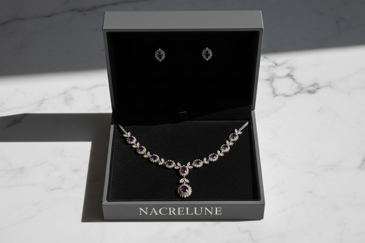 Parure zirconia améthyste nacrelune.com parure