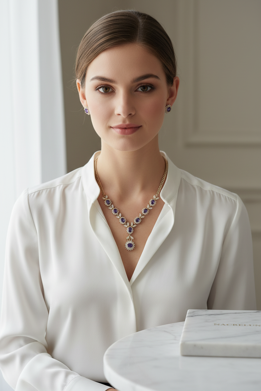 Parure zirconia améthyste nacrelune.com parure
