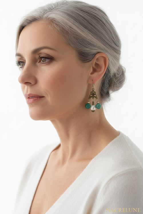 Boucles d'oreille agates et perles de culture – Bijou lithothérapie & élégance naturelle nacrelune.com boucles d'oreille