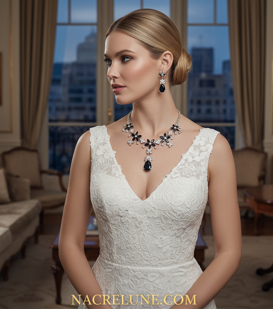 parure en zirconia imitation saphir NACRELUNE parure