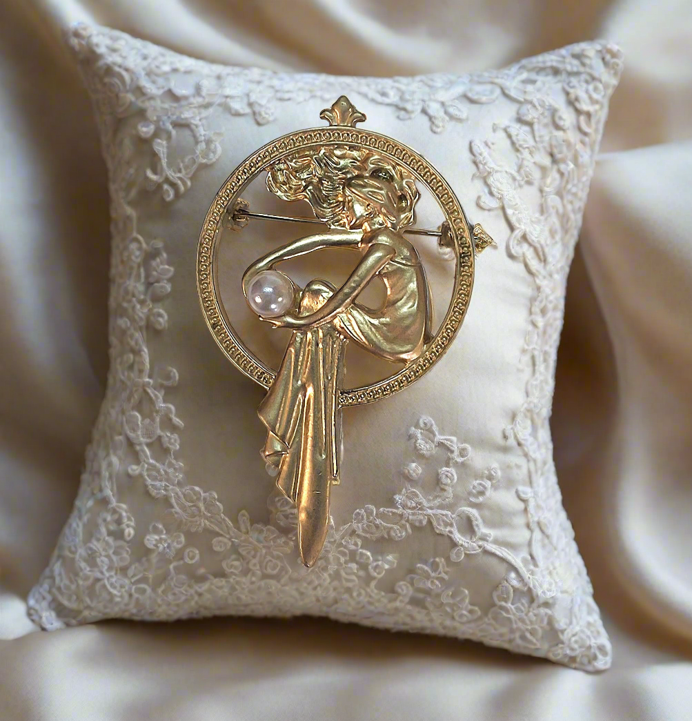 Broche art nouveau avec perle nacrelune.com broche