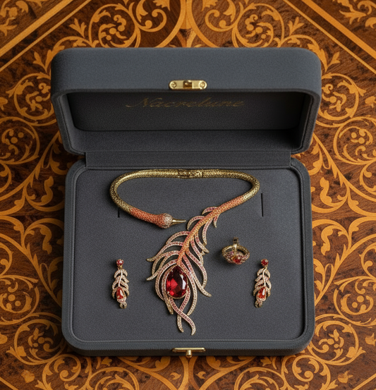 Grande parure plume de paon en strass NACRELUNE parure