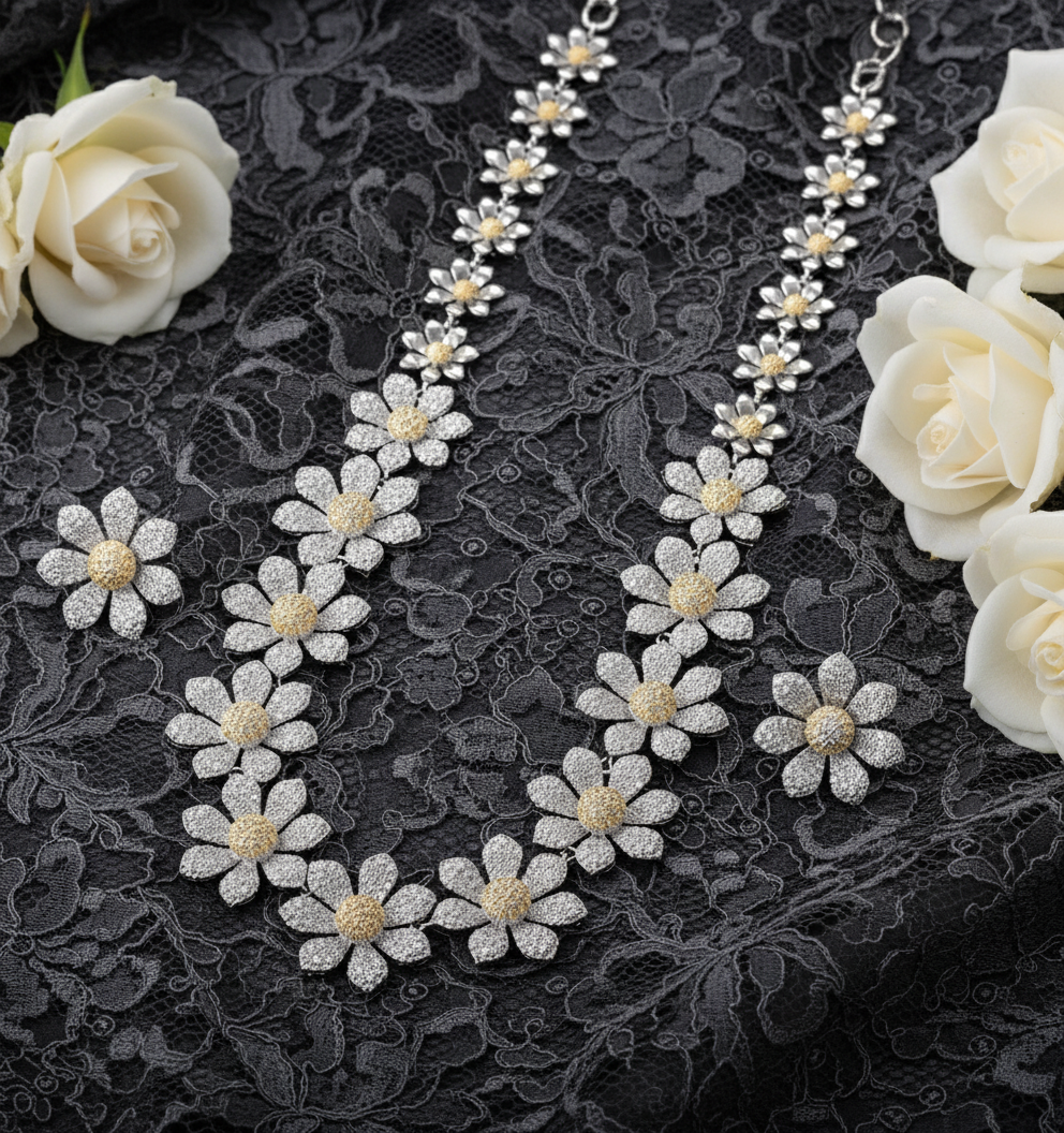 PRE COMMANDE : parure zirconia fleurs NACRELUNE parure