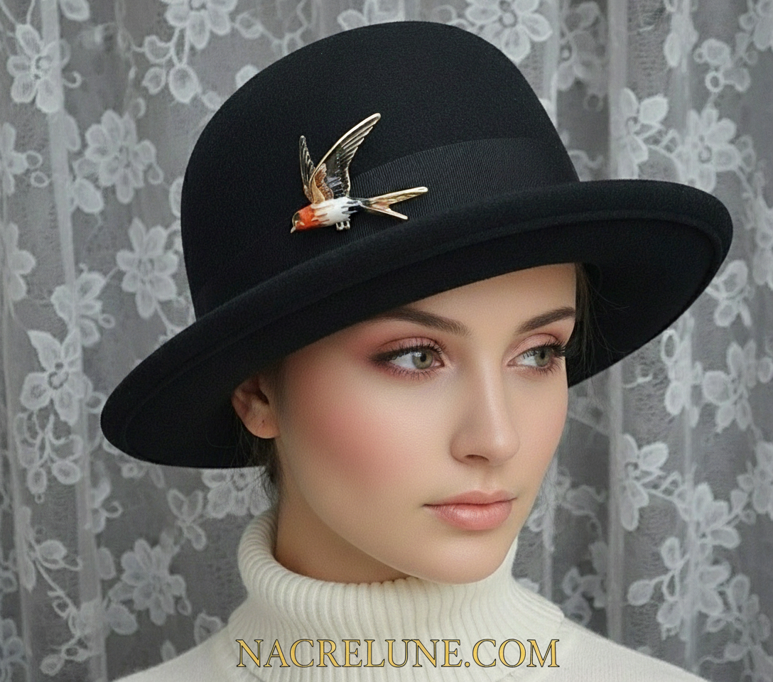 Broche en émail hirondelle NACRELUNE broche