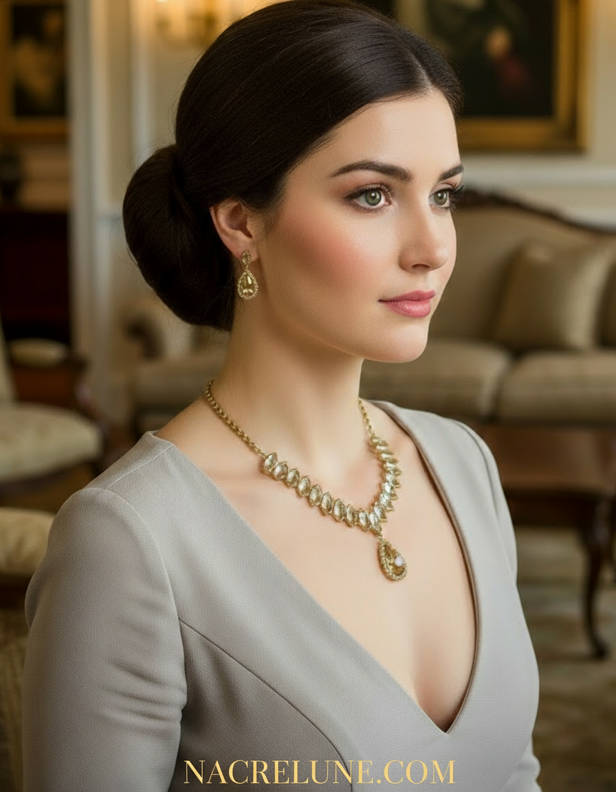 Parure en zirconia imitant la topaze fumée nacrelune.com parure