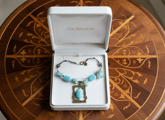 Collier en perles d'aigue-marines véritables Bleu NACRELUNE collier