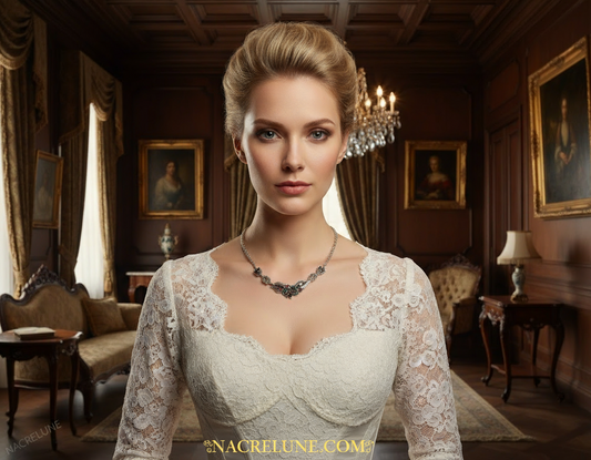 Collier en argent 925 et marcassites avec pierres précieuses NACRELUNE collier