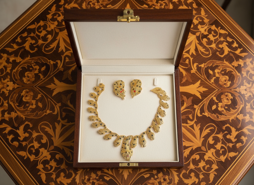 Parure panthère dorée aux yeux zirconia rubis nacrelune.com parure